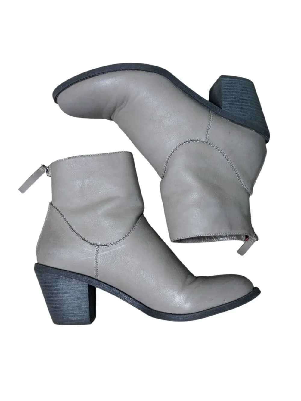 Madden Girl Gleee Paris Grey Block Heel Ankle Booties Size 8